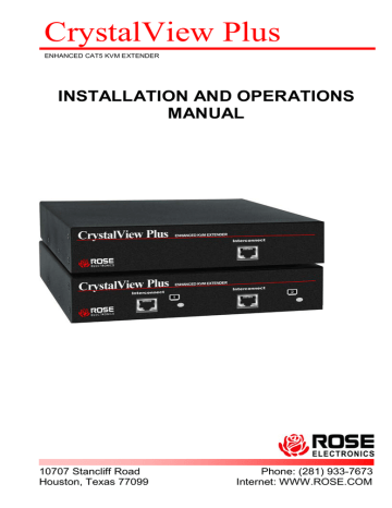 Dual Video cabling. Rose electronics CrystalView Plus | Manualzz