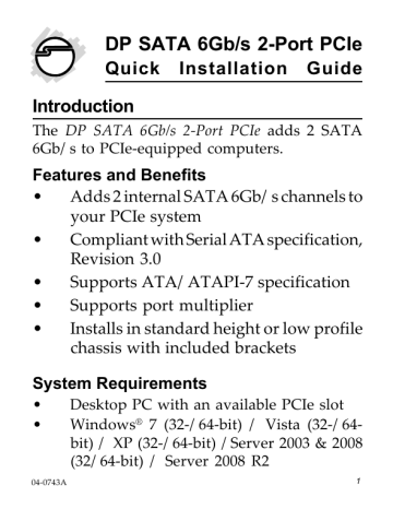 Siig SC-SA0L11-S1 Installation guide | Manualzz