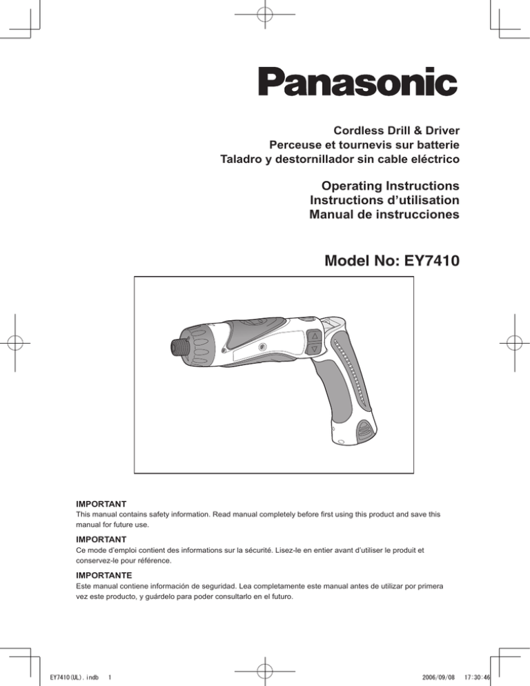 Panasonic EY7450LR2S Operating instructions Panasonic EY7450LR2S Operating instructions