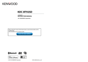 Kenwood Electronics KDC-BT92SD Instruction manual Kenwood Electronics KDC-BT92SD Instruction manual