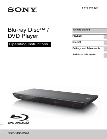 Sony BDP-S590, BDP-S490 Operating instructions Sony BDP-S590, BDP-S490 Operating instructions