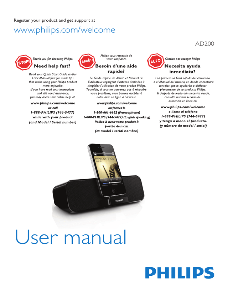 Philips AD200, AD200/37 User manual Philips AD200, AD200/37 User manual