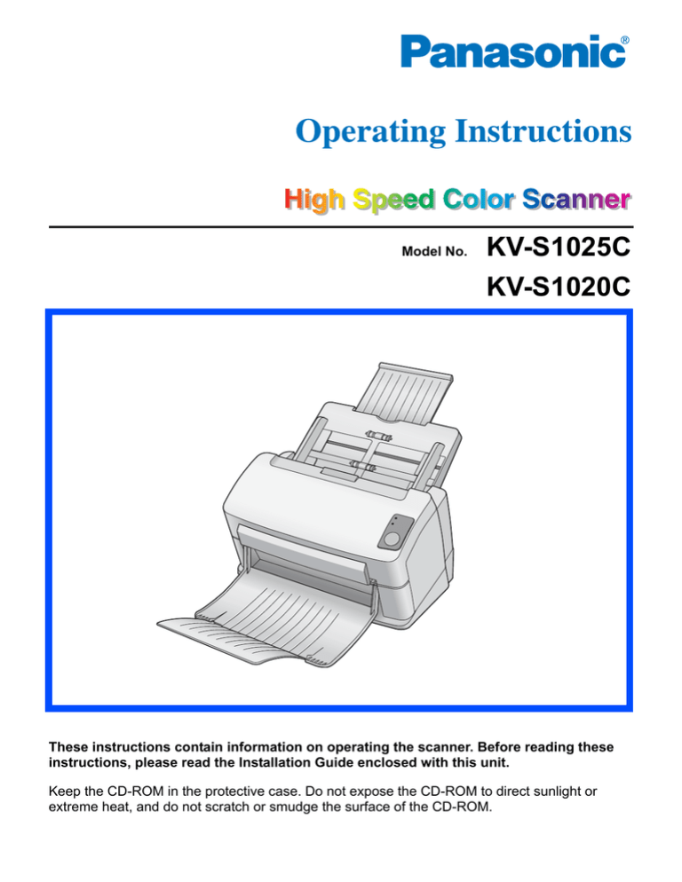 Panasonic KV-S1025C Installation guide Panasonic KV-S1025C Installation guide