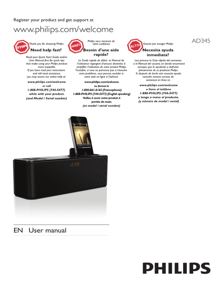 Philips AD345/37, AD345 User manual Philips AD345/37, AD345 User manual