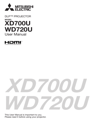 Mitsubishi WD720U-G, DLP XD700U, WD720U DLP WXGA, XD700U DLP WXGA User manual Mitsubishi WD720U-G, DLP XD700U, WD720U DLP WXGA, XD700U DLP WXGA User manual