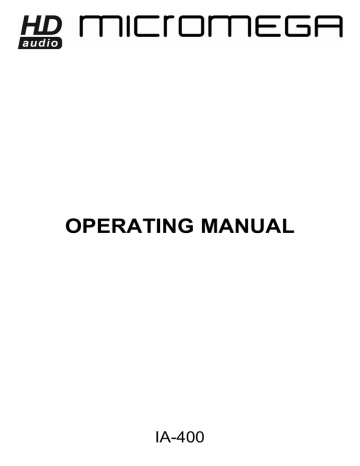 Micromega IA-400 Instruction manual Micromega IA-400 Instruction manual