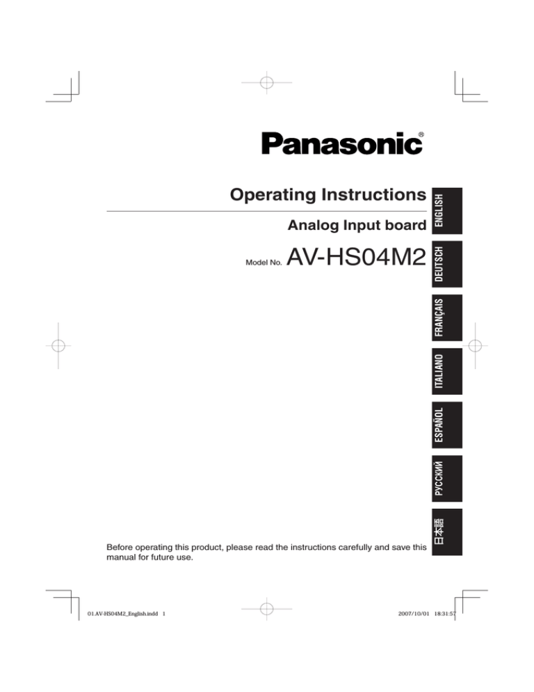 Panasonic AV-HS04M2 Operating instructions Panasonic AV-HS04M2 Operating instructions