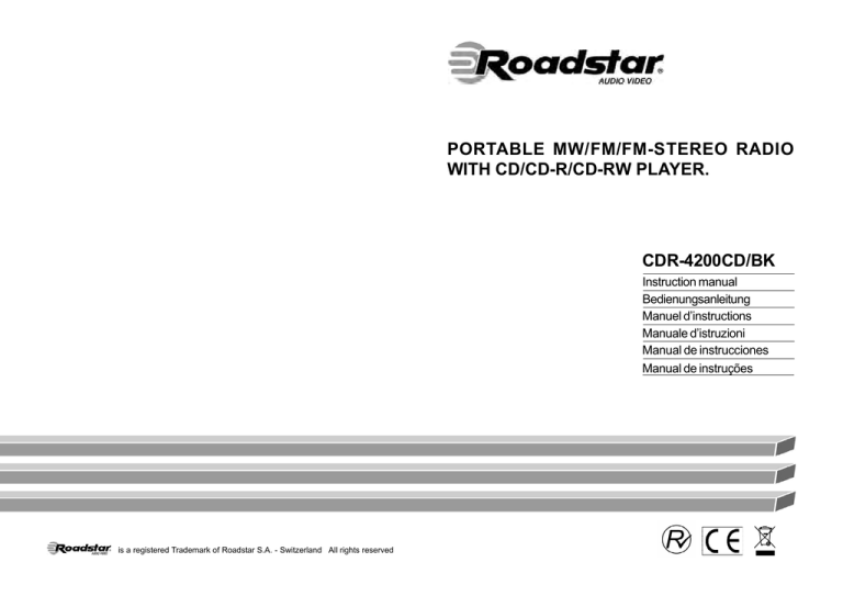 Roadstar CDR-4200CD/BK Instruction manual Roadstar CDR-4200CD/BK Instruction manual