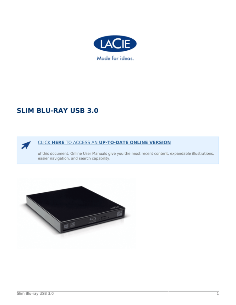 LaCie Slim Blu-ray USB 3.0 User manual LaCie Slim Blu-ray USB 3.0 User manual