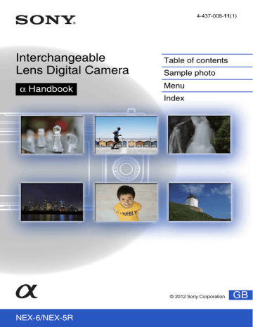 Sony NEX-6Y, NEX-5RY, NEX-5RK, NEX-6, NEX-5R, NEX-6L, NEX-5RL Operating instructions Sony NEX-6Y, NEX-5RY, NEX-5RK, NEX-6, NEX-5R, NEX-6L, NEX-5RL Operating instructions