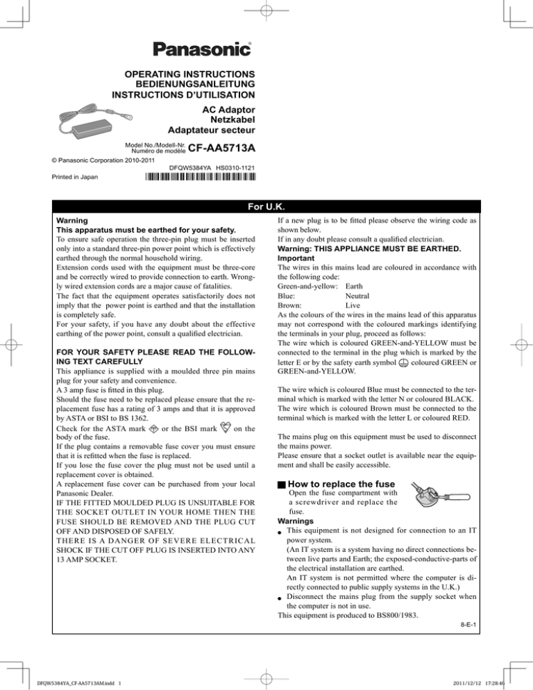 Panasonic CF-AA5713A Operating instructions Panasonic CF-AA5713A Operating instructions