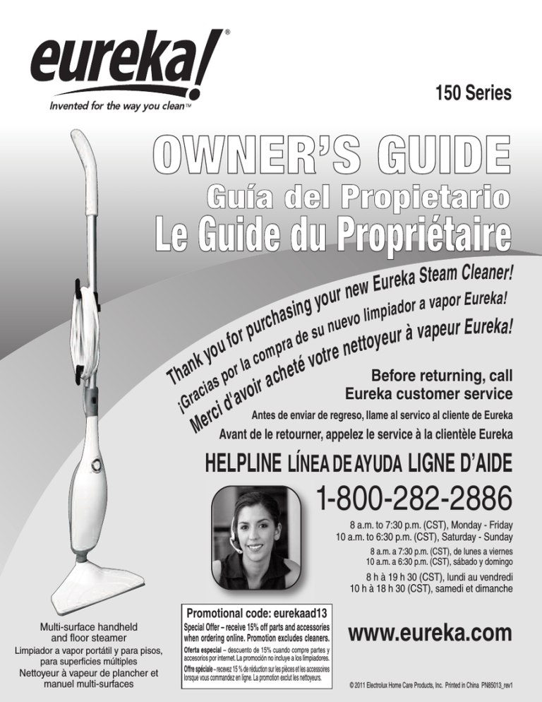 Electrolux 150A, 2-in-1 Steamer 150A User manual Electrolux 150A, 2-in-1 Steamer 150A User manual
