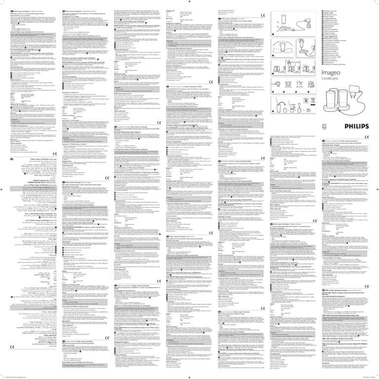 Philips 6910860OG, 6910860PU, CandleLights Installation Instructions Philips 6910860OG, 6910860PU, CandleLights Installation Instructions