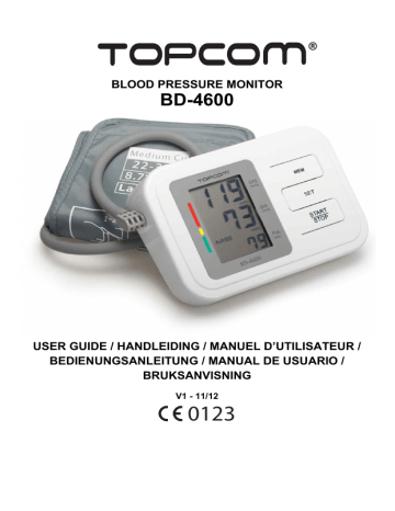 Topcom BD-4600 blood pressure unit User guide | Manualzz