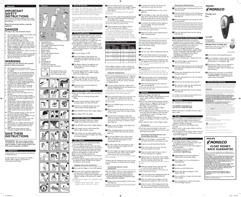 Philips QC5580/32, QC5580/40 User manual Philips QC5580/32, QC5580/40 User manual