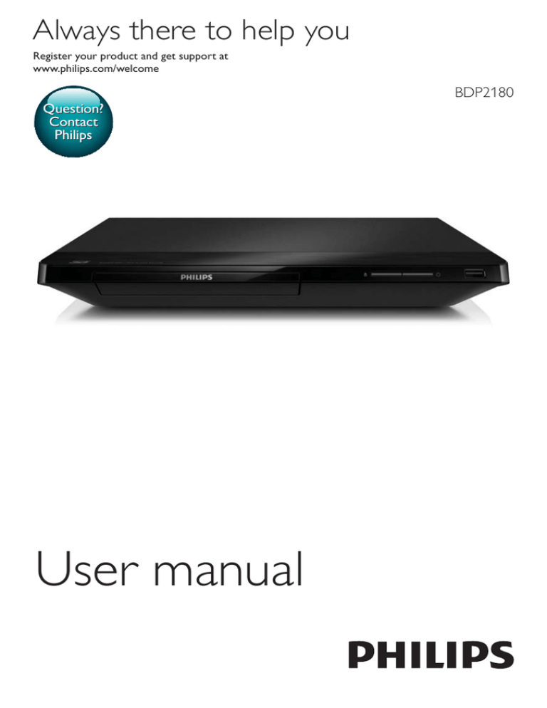 Philips BDP2180, BDP2180/05 User manual Philips BDP2180, BDP2180/05 User manual