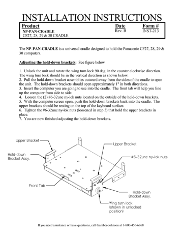 Gamber-Johnson NP-PAN-CRADLE Specification Gamber-Johnson NP-PAN-CRADLE Specification