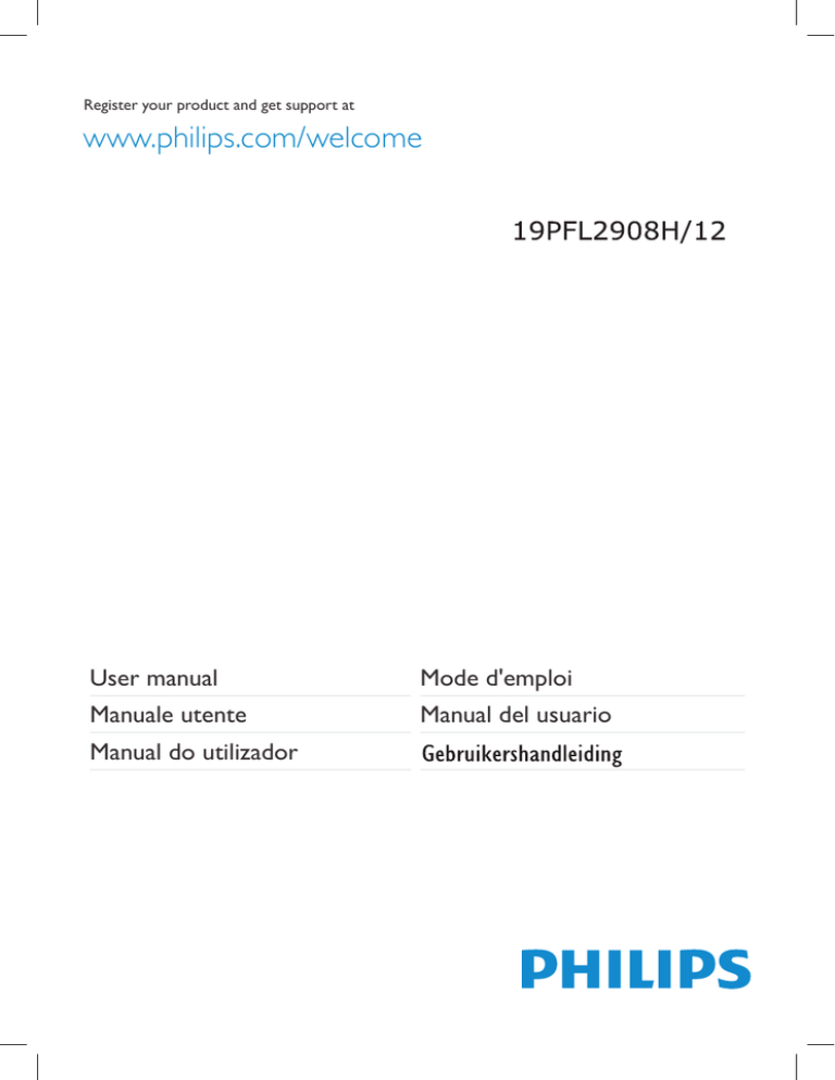 Philips 19PFL2908H/12 User manual Philips 19PFL2908H/12 User manual