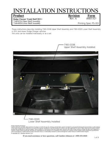 Gamber-Johnson Trunk Shelf Options Specification Gamber-Johnson Trunk Shelf Options Specification