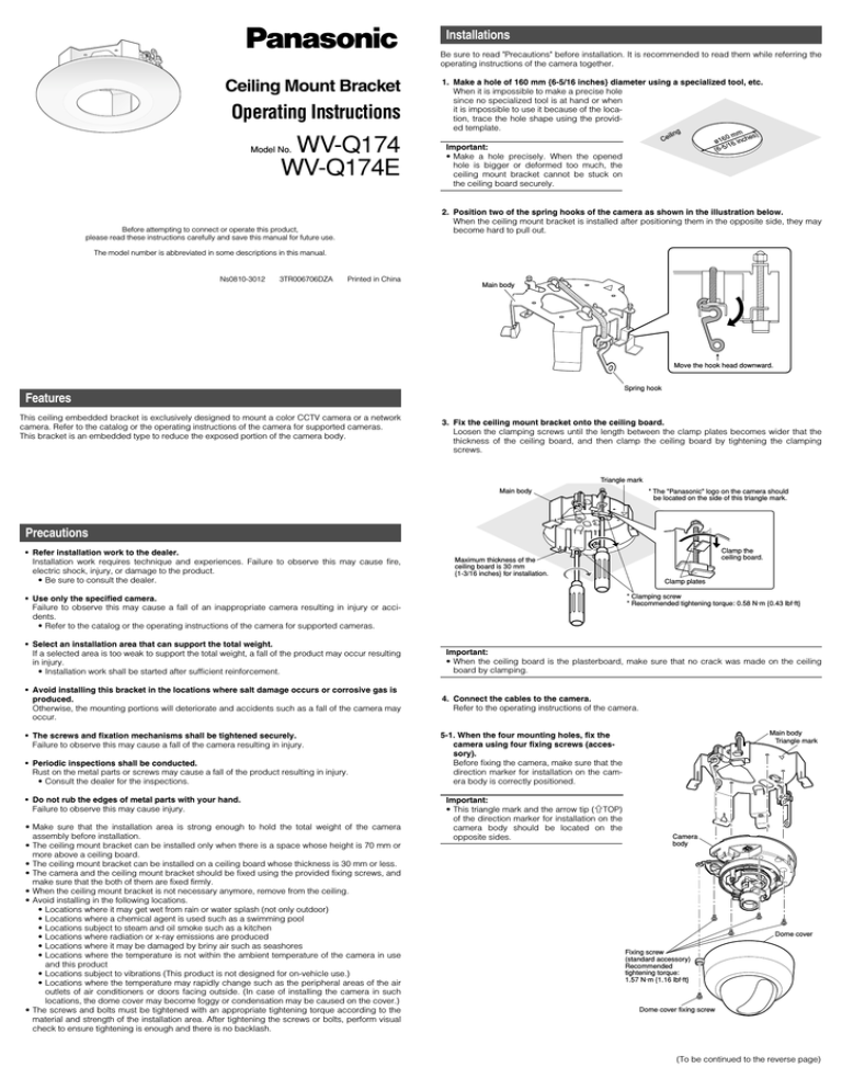 Panasonic WV-Q174 Operating instructions Panasonic WV-Q174 Operating instructions