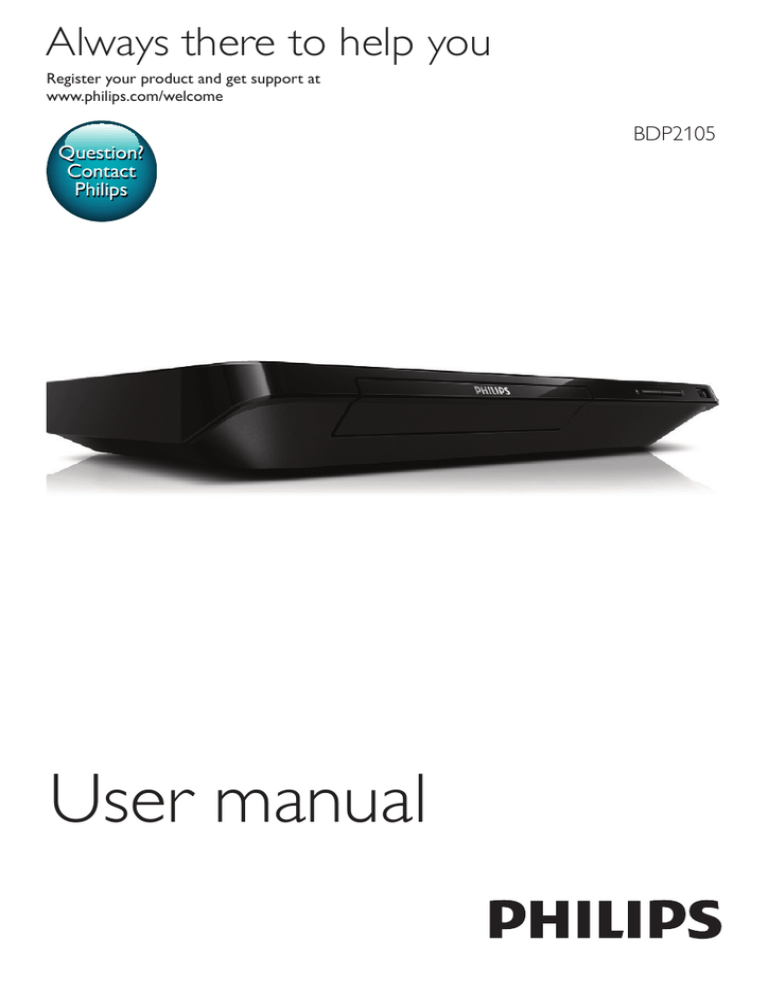 Philips BDP2105/F7, BDP2105 User manual Philips BDP2105/F7, BDP2105 User manual