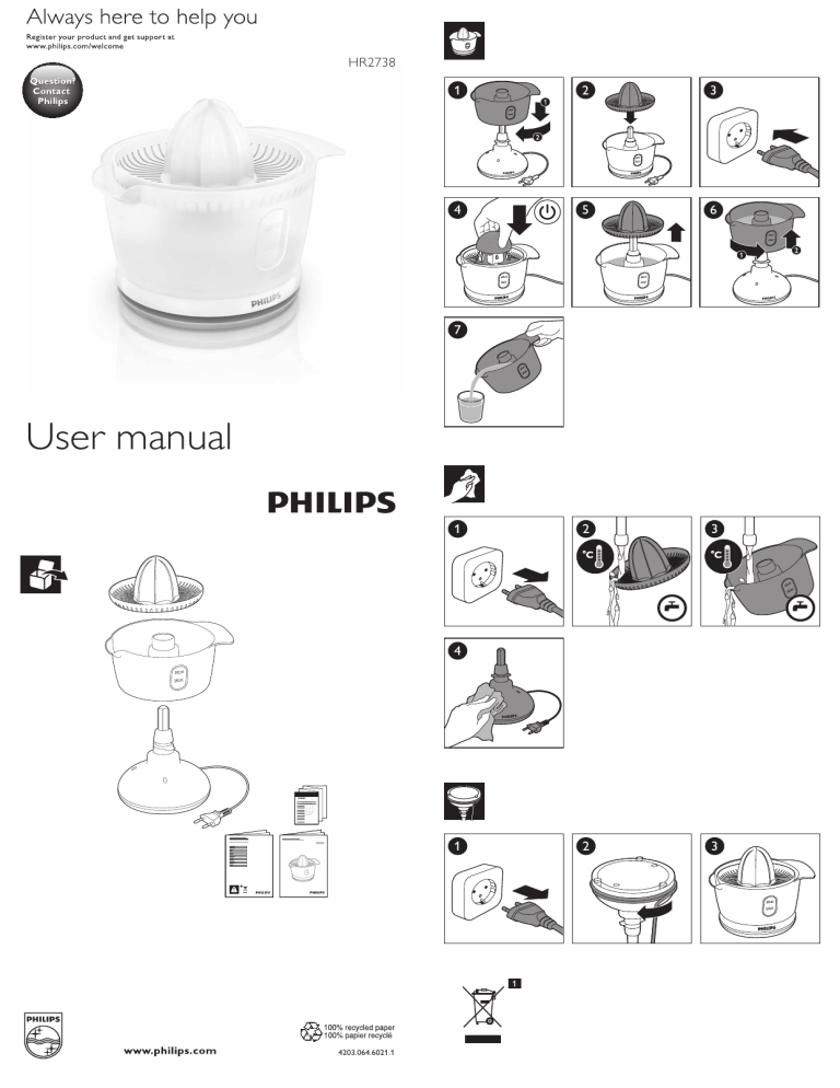 Philips HR2738/00, HR2738, HR2738/01 User manual Philips HR2738/00, HR2738, HR2738/01 User manual