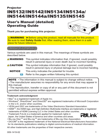 Infocus IN5144a User's manual | Manualzz