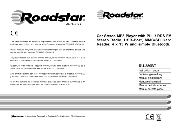 Roadstar RU-280BT User manual Roadstar RU-280BT User manual