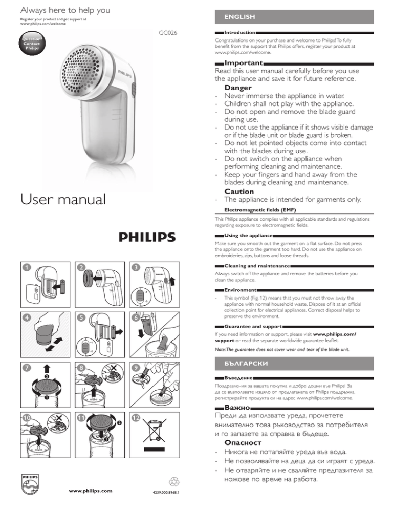 Philips GC026 User manual Philips GC026 User manual