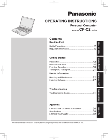 Panasonic CF-C2 Operating instructions Panasonic CF-C2 Operating instructions