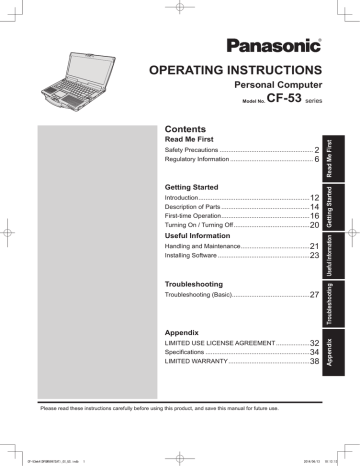 Panasonic CF-53, CF-53MK4, CF-53MK3 Operating instructions Panasonic CF-53, CF-53MK4, CF-53MK3 Operating instructions