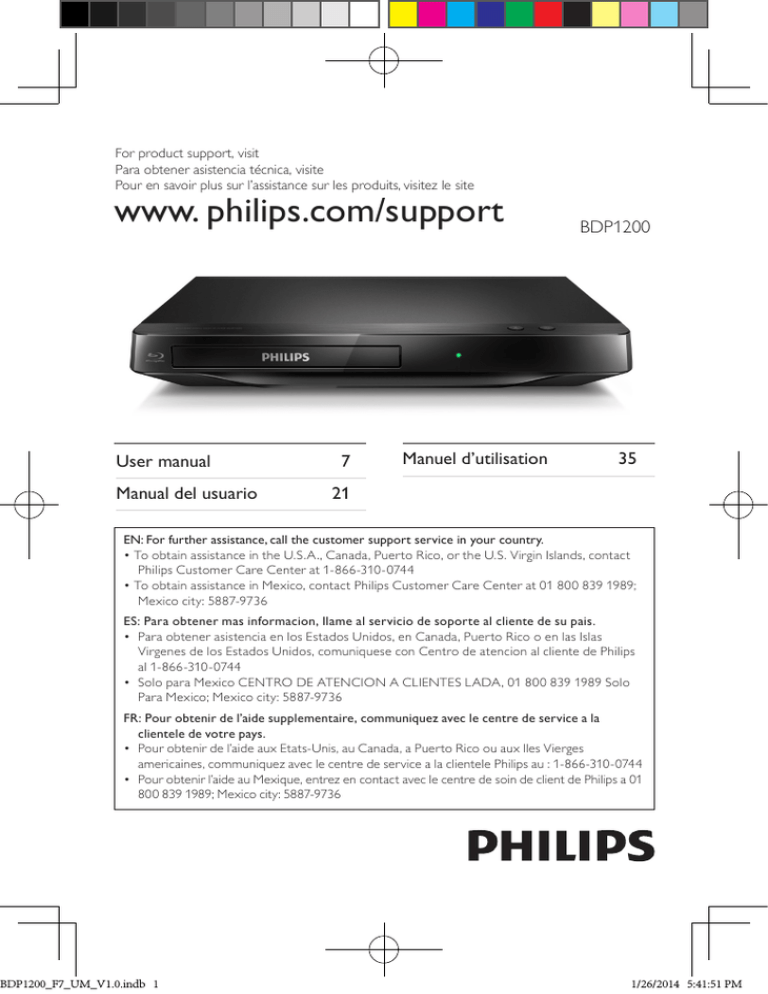 Philips BDP1200/F7, BDP1200 User manual Philips BDP1200/F7, BDP1200 User manual