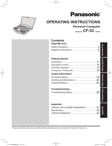 Panasonic CF-53 Operating instructions Panasonic CF-53 Operating instructions