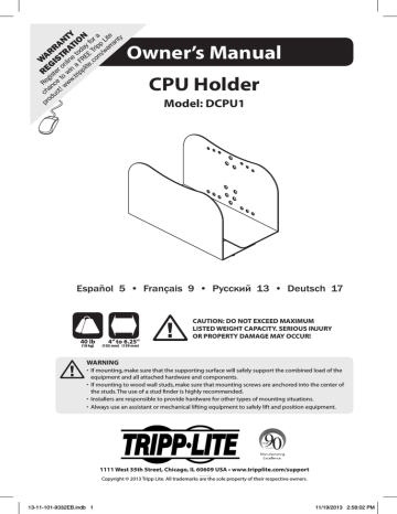 Tripp Lite CPU / Computer Mount Owner's manual | Manualzz