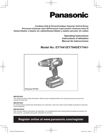 Panasonic EY74A1X Operating instructions Panasonic EY74A1X Operating instructions