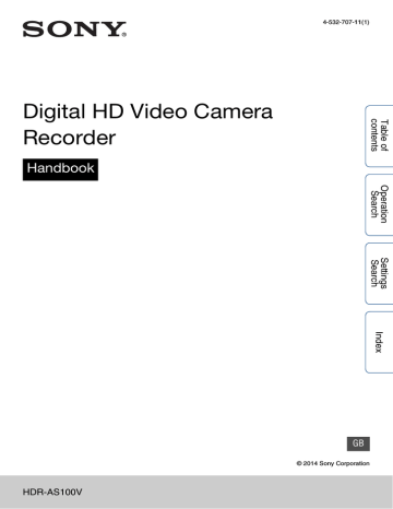 Sony HDR-AS100V Specification Sony HDR-AS100V Specification