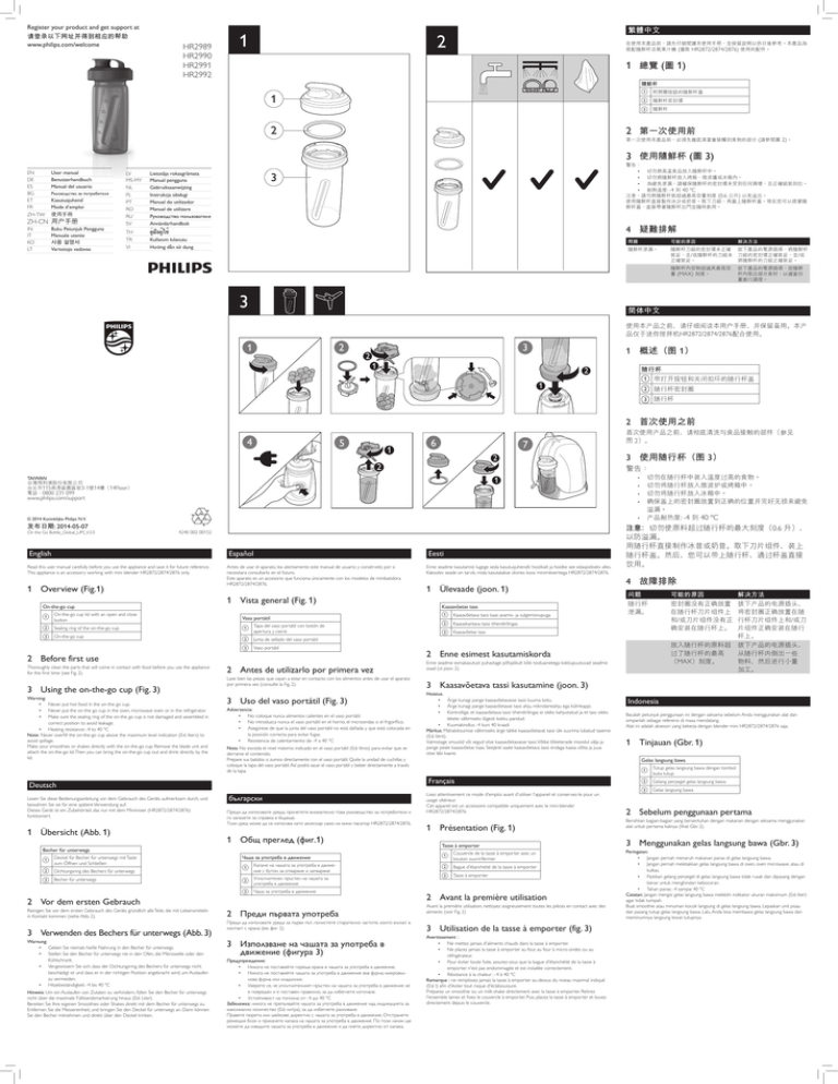 Philips HR2991, HR2992, HR2991/00, HR2990, HR2989/00, HR2990/00, HR2992/00 User manual Philips HR2991, HR2992, HR2991/00, HR2990, HR2989/00, HR2990/00, HR2992/00 User manual