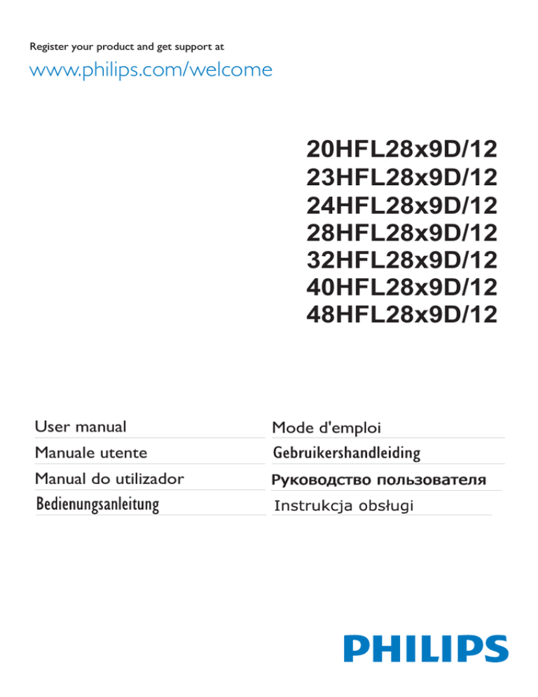 Philips 40HFL2819D, 28HFL2819D, 32HFL2819D, 20HFL2819D User manual Philips 40HFL2819D, 28HFL2819D, 32HFL2819D, 20HFL2819D User manual