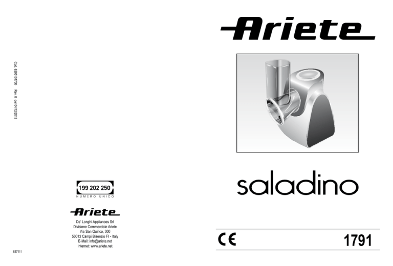 ARIETE 1791 User manual ARIETE 1791 User manual