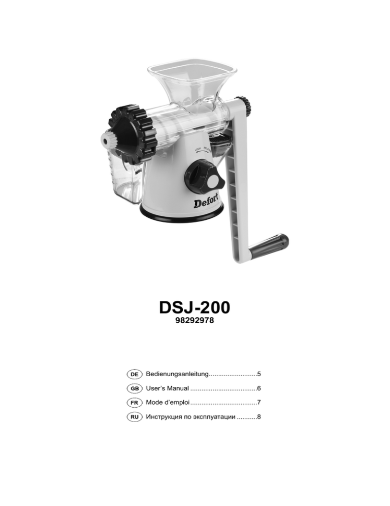 Defort DSJ-200 User manual Defort DSJ-200 User manual