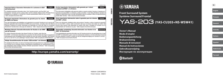 Yamaha YAS-203 Owner's manual Yamaha YAS-203 Owner's manual