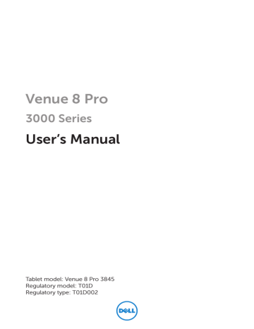 DELL Venue 8 Pro 3845 32GB Black User manual | Manualzz