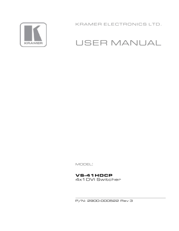 Kramer Electronics VS-41HDCP video switch User manual | Manualzz Kramer Electronics VS-41HDCP video switch User manual | Manualzz