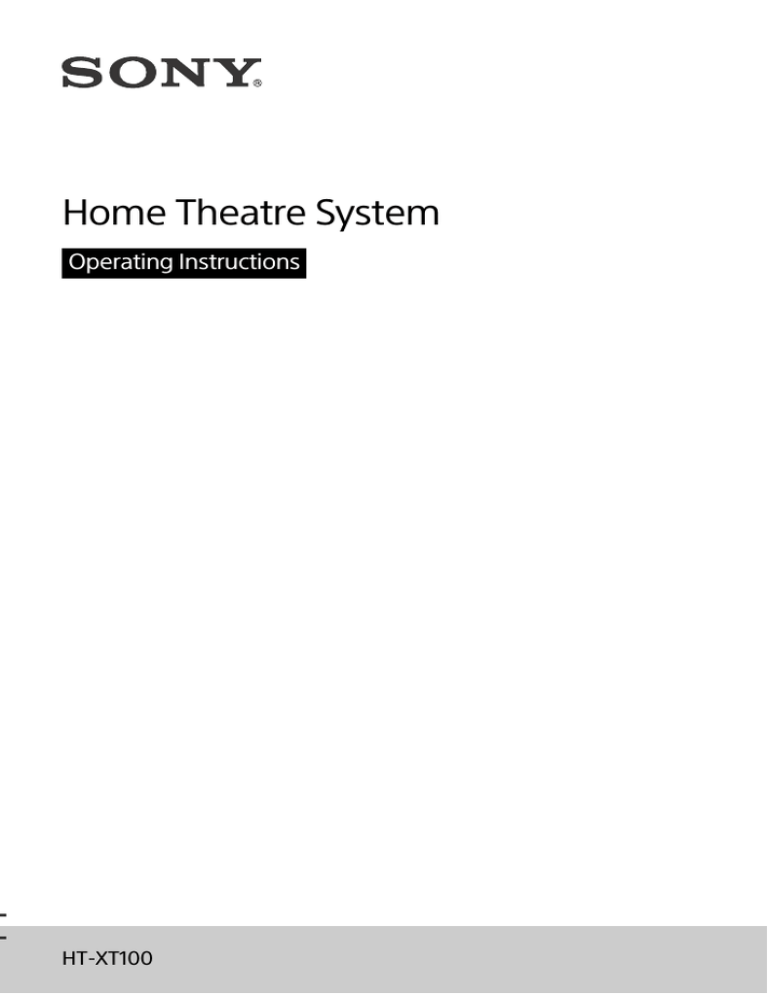 Sony HT-XT100 Operating instructions Sony HT-XT100 Operating instructions