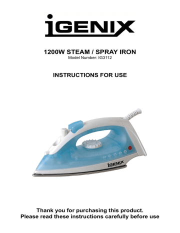 Igenix IG3112 iron null | Manualzz