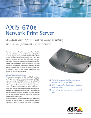 Axis 670E TR PRINT SERVE Datasheet | Manualzz