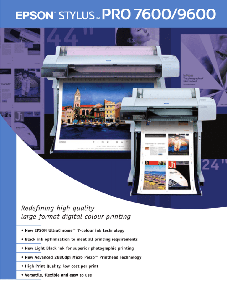 Epson 9600 - Stylus Pro Color Inkjet Printer, C11C472001, C11C472001HE, C11C472001JF, C11C472001GA Datasheet Epson 9600 - Stylus Pro Color Inkjet Printer, C11C472001, C11C472001HE, C11C472001JF, C11C472001GA Datasheet