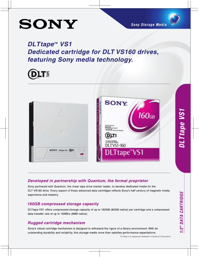 Sony DLTVS1-160 Datasheet Sony DLTVS1-160 Datasheet