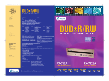 Plextor DVD+ -RW 12x8x16 48x24x SATA int Retail Datasheet | Manualzz