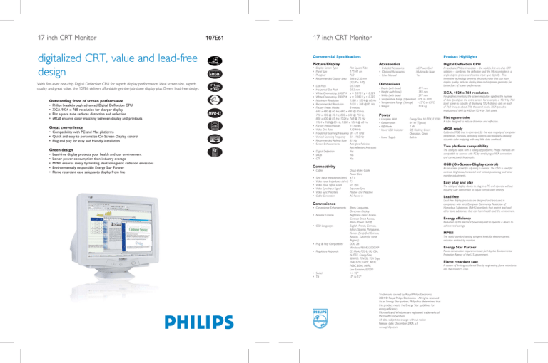 Philips 107E61/00 Datasheet Philips 107E61/00 Datasheet
